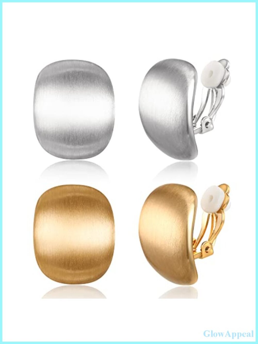 Matte Gold Silver Plated Clip On Earrings for Women - 2 Pairs Hypoallergenic